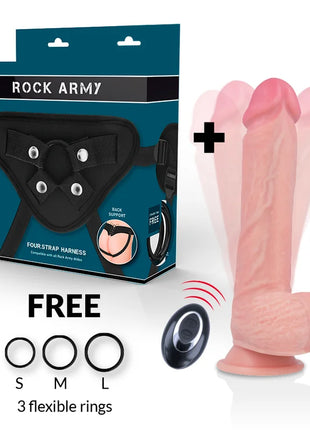 ROCKARMY - HARNESS + FLÜSSIGSILIKON VIBRATOR PREMIUM APACHE FERNBEDIENUNG 20.5 CM -O- 4.62 CM