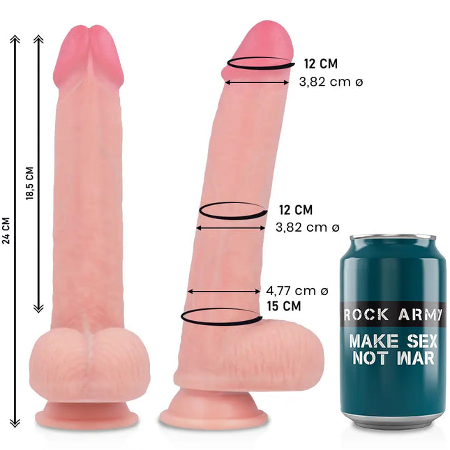 ROCKARMY - LIQUID SILICONE PREMIUM KINGCOBRA REALISTIC 24 CM -O- 4.77 CM - Dildo mit Saugnapf