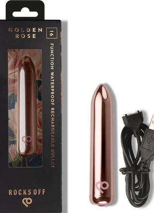 ROCKS-OFF - WIEDERAUFLADBARER VIBRIERENDER BULLET GOLDEN ROSE