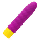 Romp beat mini vibrationskugel in violett aus silikon mit gerippter oberfläche und gelben akzenten