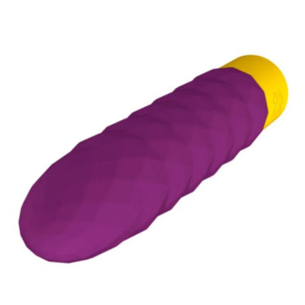 Romp beat kompakter bullet-vibrator aus silikon in violett mit gerippter oberfläche und usb-aufladfunktion