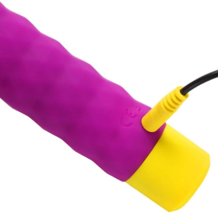 Romp beat kompakter bullet-vibrator aus silikon in violett mit gerippter oberfläche und usb-aufladung