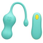 Teal farbenes romp cello multifunktions-vibrations-ei mit gebogenem griff und fernbedienung mit gelbem power-knopf