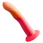Romp dizi silikon dildo mit saugnapf in dreifarbiger gradient von pfirsich zu orange zu pink, 18 cm lang