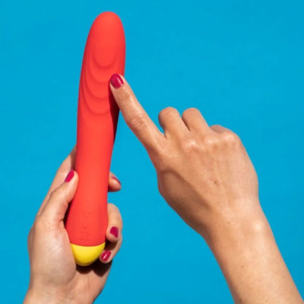 Vibranter rote romp hype g-punkt-vibrator aus silikon mit gelber basis und leiser motor für intensiven genuss