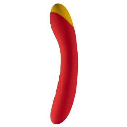 Romp hype g-punkt-vibrator in rot mit leiser motor und gebogenem silikon in glänzendem finish