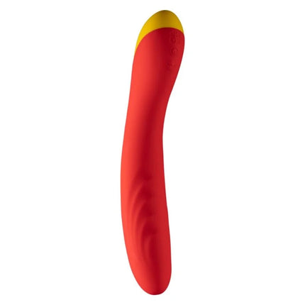 Rot-gelber silikon multifunktions-g punkt vibrator romp hype mit smooth ansatz entwickelt und gebogenem design