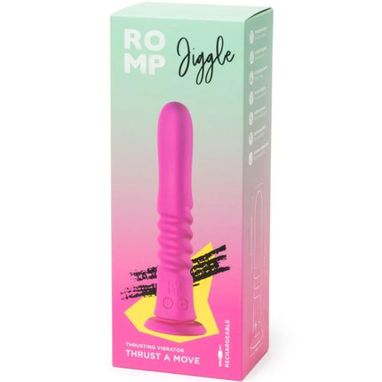 Pink silikon stoßvibrator mit saugnapf im romp jiggle karton für innere stimulation