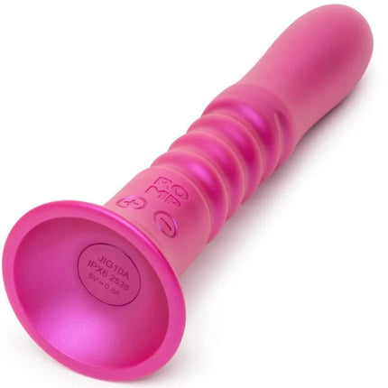Pink silikon romp jiggle stoßvibrator mit geriffelter oberfläche und saugnapfbasis für innere stimulation