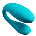 Teal silikon u-förmiger vibrationsgerät mit glattem design und knopfdruck oberseite romp join tükösöner paarvibrator