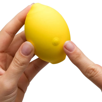 Ein bright yellow oval silikon stressball mit kleinem strukturiertem punkt romp lemon crush pleasure-air-klitorisstimulator