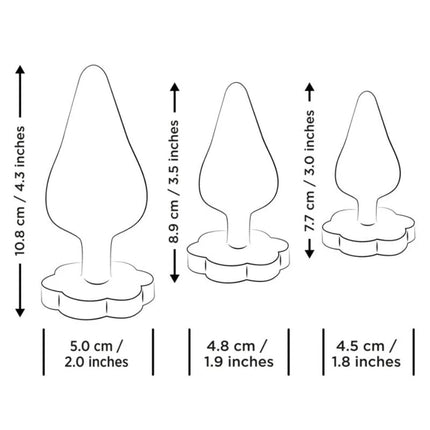 Romp Luster analplug-trainingsset in abgestuften größen S M L mit blumenbasis für schrittweises analtraining