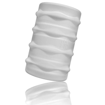 Weißes silikon-stirnband mit geripptem wellenmuster für den romp mosh masturbator aus flexiblem tpe