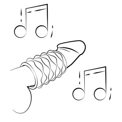 Schwarzweiß line zeichnung einer hand mit texturiertem rippen silikon griff flexibles tpe romp mosh masturbator