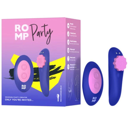 Lila und pinker romp party höschenvibrator mit magnetfunktion und fernbedienung, blumenförmiger knopfdruck