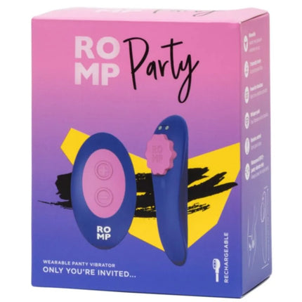 Blauer und rosa romp party höschenvibrator mit floralem akzent für äußeren klitorisstimulation und fernbedienung