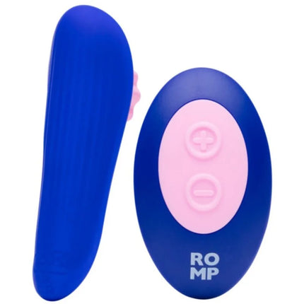 Blauer und pinker romp party höschenvibrator mit ergonomischem design und fernbedienung für diskrete nutzung