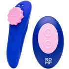 Blauer und rosa romp party magnetischer vibrations-silikon-slip mit fernbedienung und blumenförmigem wähldial