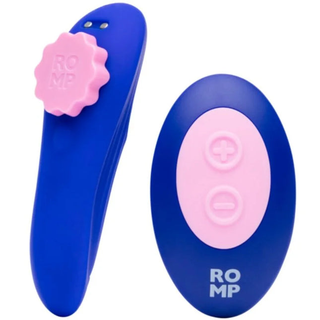 Blauer und rosa romp party magnetischer vibrations-silikon-slip mit fernbedienung und blumenförmigem wähldial