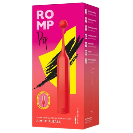 Romp pop silikon-klitorisvibrator in rot mit rundem kopf und schlankem, spitz zulaufendem körper für sanfte stimulation