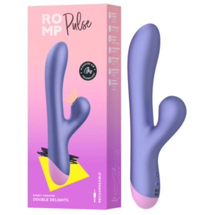 Purple und pinke romp pulse dual-rabbit vibrierende ladbare vibrator mit ergonomischem design für g-punkt und klitorisstimulation