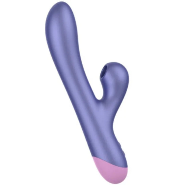 Romp pulse rabbit dual g-punkt vibrator aus silikon in lila und pink mit glattem glänzendem finish