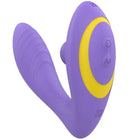 Lila und gelber silikon-romp reverb g-punkt-stimulator mit zwei strukturierten prongs und ergonomischem design
