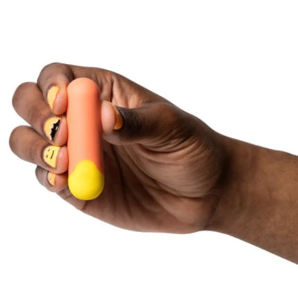 Romp riot bullet-vibrator aus orange gelb silikon mit ergonomischem design und usb-aufladbarer funktion