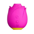 Romp - rose 2.0 rosa-förmiges klitoris-saugwerkzeug aus pinkem silikon mit gelber basis und pleasure air clitoral funktion