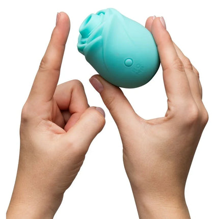 Teal silikon rosenförmiger romp rose glow druckwellenstimulator mit glatter runder form und dezenter prägung