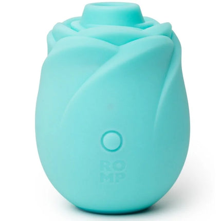 Teal silikon roseförmiger romp rose glow druckwellenstimulator mit kreisförmigem knopf für künstlichem licht
