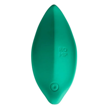 Romp wave klitorisvibrator in aquagrün aus mattem silikon mit ergonomischer blattform und gezielter äußerer stimulation