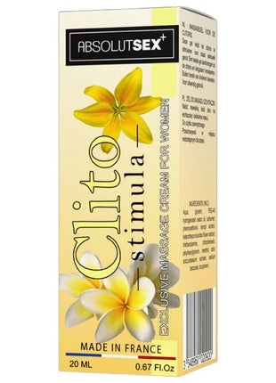 Gelb-weiß geblümte box von absolutsex plus clito-stimula exklusiv massagecreme für frauen 20 ml im ruf klitoris-stimulierende creme design