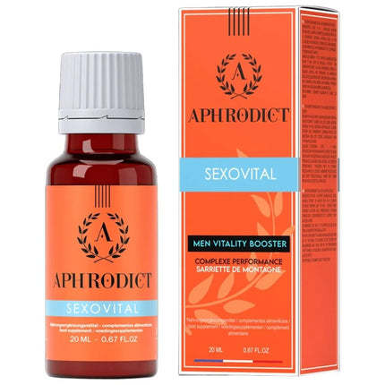 Ruf nahrungsergänzungsmittel sexovital 20 ml mit aphrodit sexovital men vitality booster in bernsteinfarbener glasflasche und verpackung