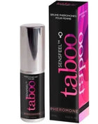 Silbertoppige sensfeel taboo pheromon-sprühflasche für sie 15 ml neben schwarzer und pinker verpackung
