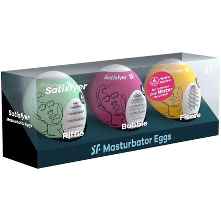 SATISFYER - 3 MASTURBATOR EIER RIFFLE BUBBLE & FIERCE - Ei-Masturbator