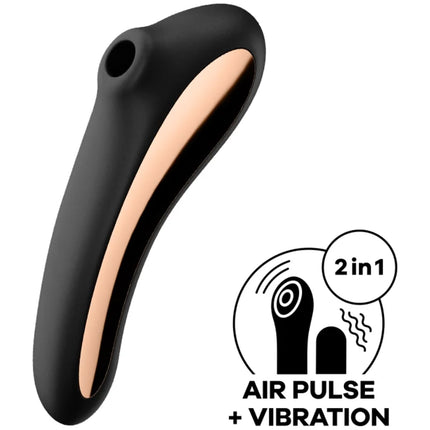 SATISFYER - DUAL KISS AIR PULSE VIBRATOR SCHWARZ - DRUCKWELLENVIBRATOREN ohne Vibration