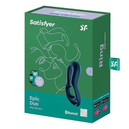 SATISFYER - EPIC DUO RINGVIBRATORAPP BLAU - Penisring für Paare
