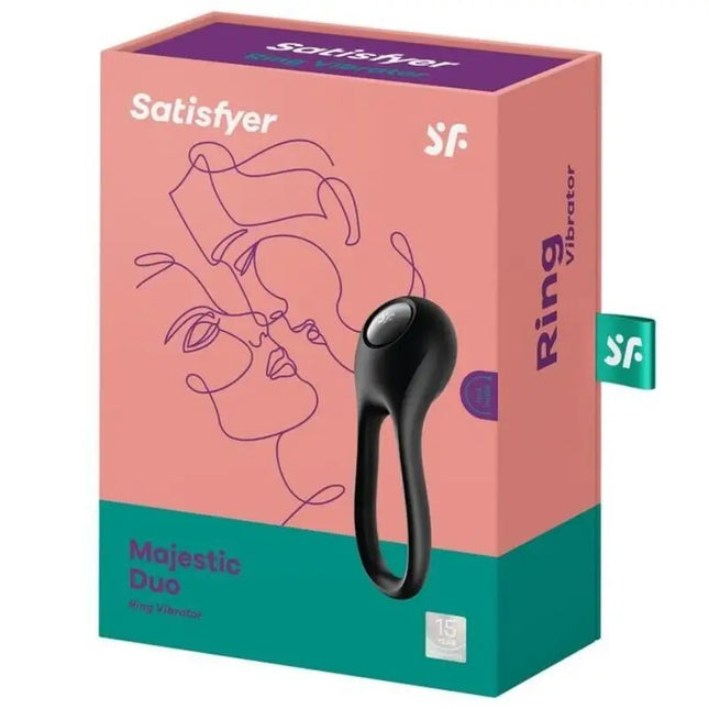 SATISFYER - MAJESTIC DUO RING VIBRATOR SCHWARZ - Penisring für Paare