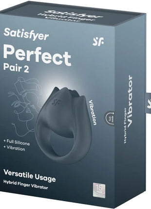 SATISFYER - PERFECT PAIR 2 MULTIVIBRATOR 2 IN 1 PENISRING UND FINGERSTIMULATOR GRAU