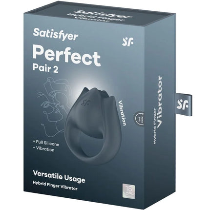 SATISFYER - PERFECT PAIR 2 MULTIVIBRATOR 2 IN 1 PENISRING UND FINGERSTIMULATOR GRAU