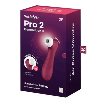 SATISFYER - PRO 2 GENERATION 3 LIQUID AIR TECHNOLOGY WEINROT - DRUCKWELLENVIBRATOREN ohne Vibration
