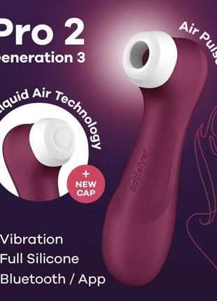 SATISFYER - PRO 2 GENERATION 3 WINE RED BLUETOOTH & APP - DRUCKWELLENVIBRATOREN ohne Vibration