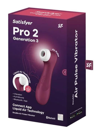 SATISFYER - PRO 2 GENERATION 3 WINE RED BLUETOOTH & APP - DRUCKWELLENVIBRATOREN ohne Vibration
