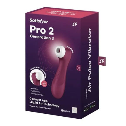 SATISFYER - PRO 2 GENERATION 3 WINE RED BLUETOOTH & APP - DRUCKWELLENVIBRATOREN ohne Vibration