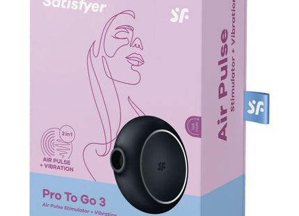 SATISFYER - PRO TO GO 3 DOPPELTER LUFTPULSSTIMULATOR & VIBRATOR SCHWARZ - Druckwellen saugende Vibratoren