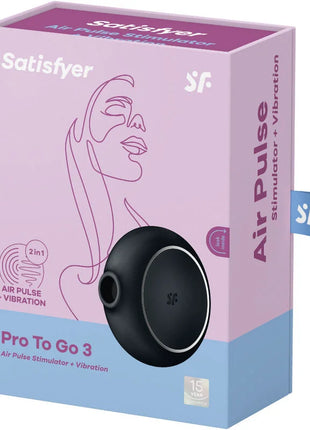 SATISFYER - PRO TO GO 3 DOPPELTER LUFTPULSSTIMULATOR & VIBRATOR SCHWARZ - Druckwellen saugende Vibratoren