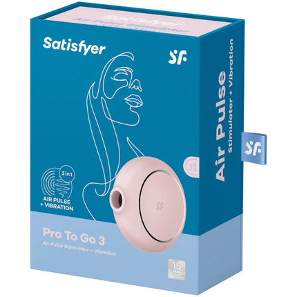 SATISFYER - PRO TO GO 3 DOPPELTER LUFTPULSSTIMULATOR & VIBRATOR SCHWARZ - Druckwellen saugende Vibratoren