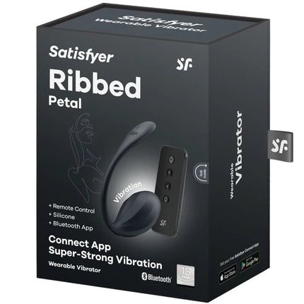 SATISFYER - RIBBED PETAL G POINT STIMULATOR FERNBEDIENUNG SCHWARZ KOSTENLOSE APP - Paarvibratoren