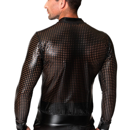 schwarze Powerwetlook Jacke H076 von Noir Handmade Chaos Collection - Herren-Jacke